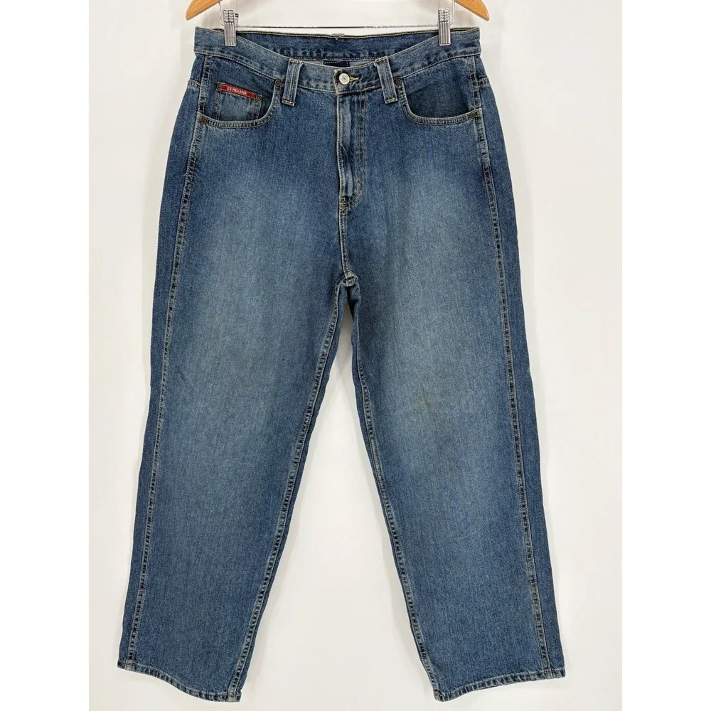 Vintage U.S.‎ Polo Assn Jeans Mens 34x32 Blue Relaxed Baggy Fit Straight Y2K 90s